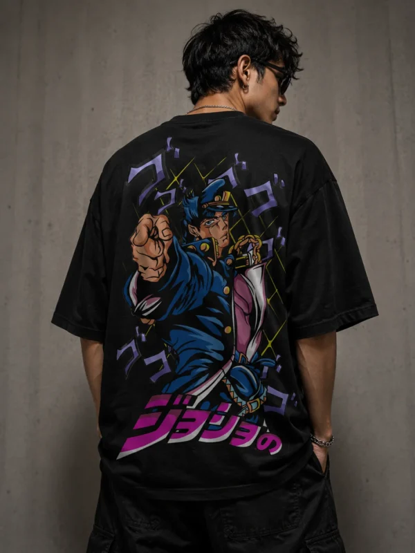 JoJo’s Bizarre Adventure Anime Oversized T-Shirt – Jotaro Kujo Graphic Streetwear Te