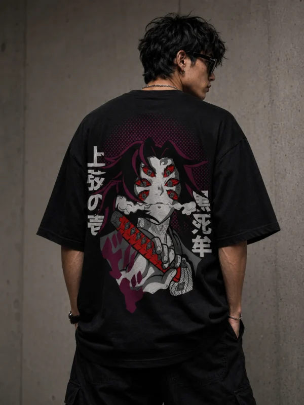 Demon Slayer Kokushibo Anime Oversized T-Shirt – Upper Moon Demon Graphic Streetwear Tee