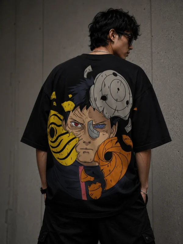 Naruto Obito Uchiha Oversized Anime T-Shirt – Sharingan & Rinnegan Graphic Streetwear Tee